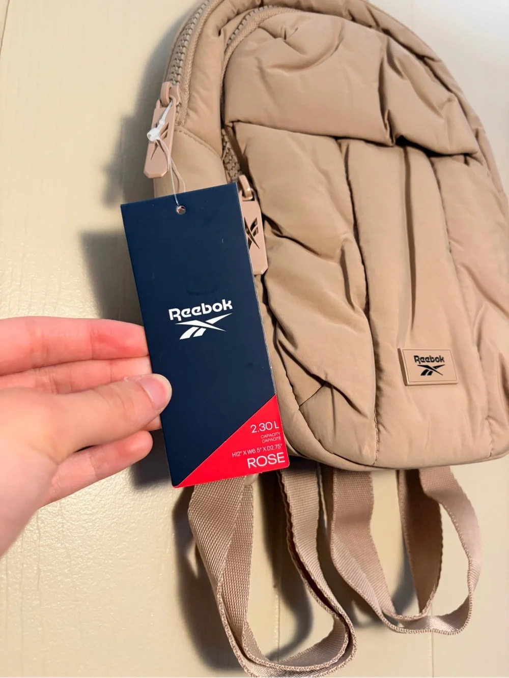Reebok Unisex Sling Bag Backpack Tan Beige Crossbody Shoulder Travel NWT